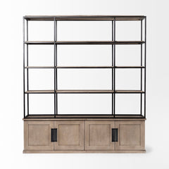 Light Brown Wood And Iron Shelving Unit With 3 Shelves