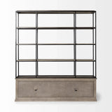Light Brown Wood And Iron Shelving Unit With 3 Shelves - Homeroots - Flyclothing LLC
