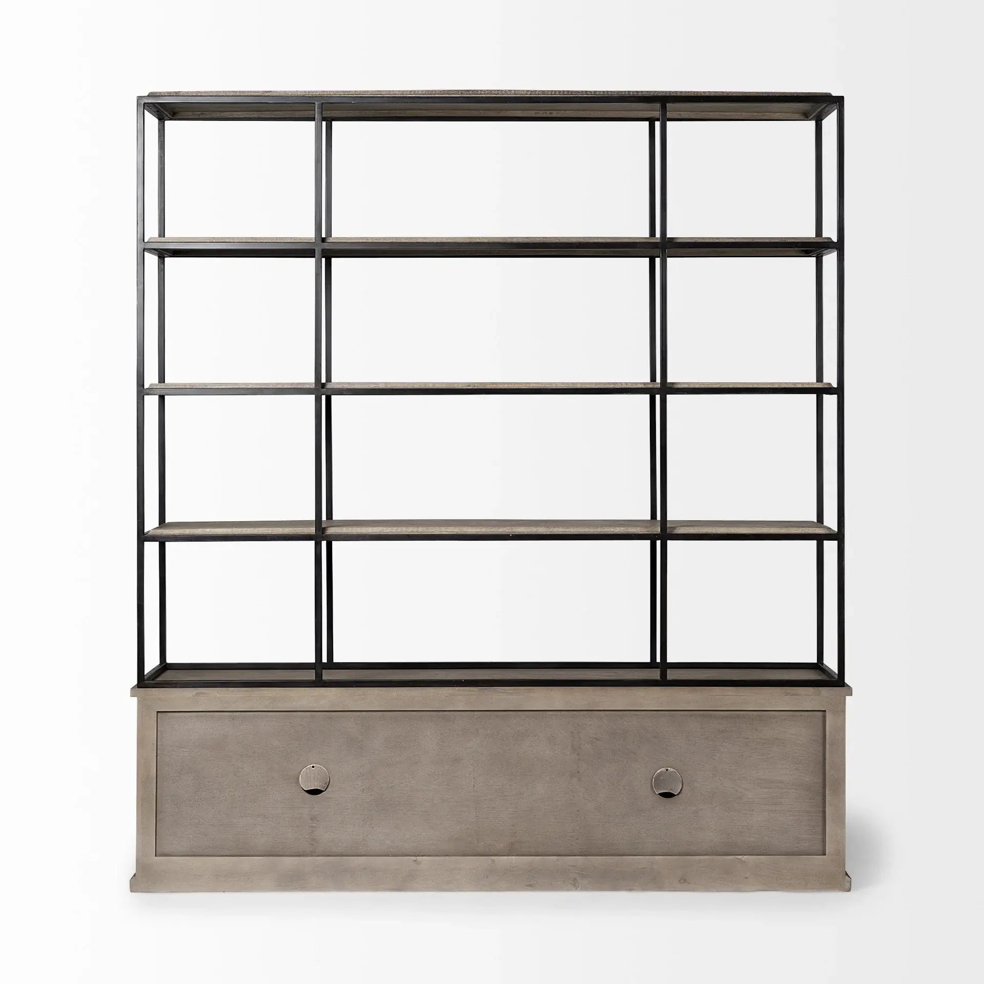 Light Brown Wood And Iron Shelving Unit With 3 Shelves - Homeroots - Flyclothing LLC