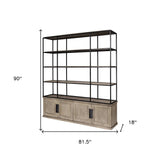 Light Brown Wood And Iron Shelving Unit With 3 Shelves - Homeroots - Flyclothing LLC