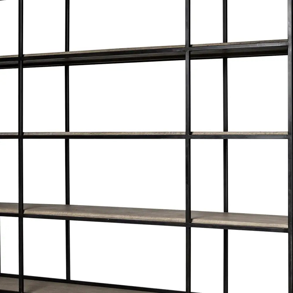 Light Brown Wood And Iron Shelving Unit With 3 Shelves - Homeroots - Flyclothing LLC
