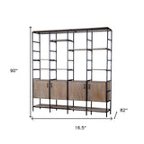 Medium Brown Wood And Metal Multi Shelves Shelving Unit - Homeroots - Flyclothing LLC