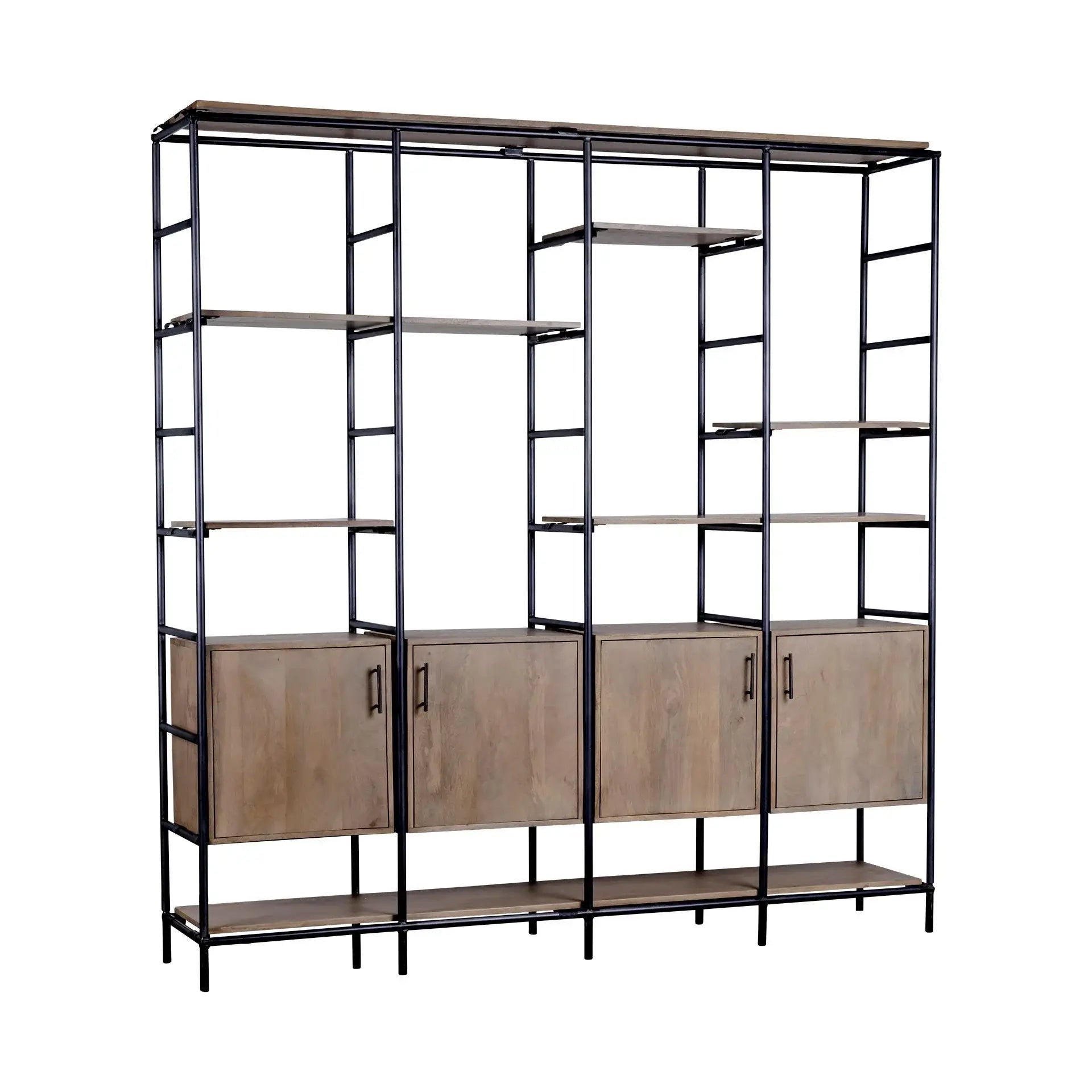 Medium Brown Wood And Metal Multi Shelves Shelving Unit - Homeroots - Flyclothing LLC