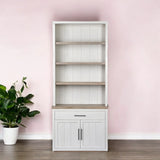 White And Medium Brown Wood Shelving Unit With 3 Shelves - Homeroots - Flyclothing LLC
