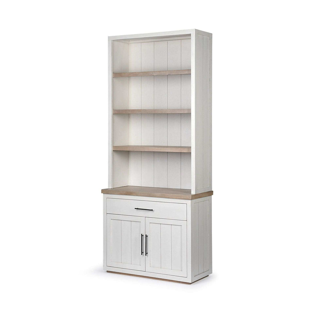 White And Medium Brown Wood Shelving Unit With 3 Shelves - Homeroots - Flyclothing LLC