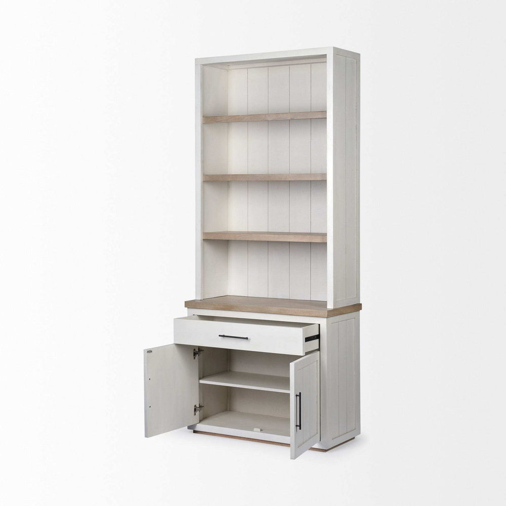 White And Medium Brown Wood Shelving Unit With 3 Shelves - Homeroots - Flyclothing LLC