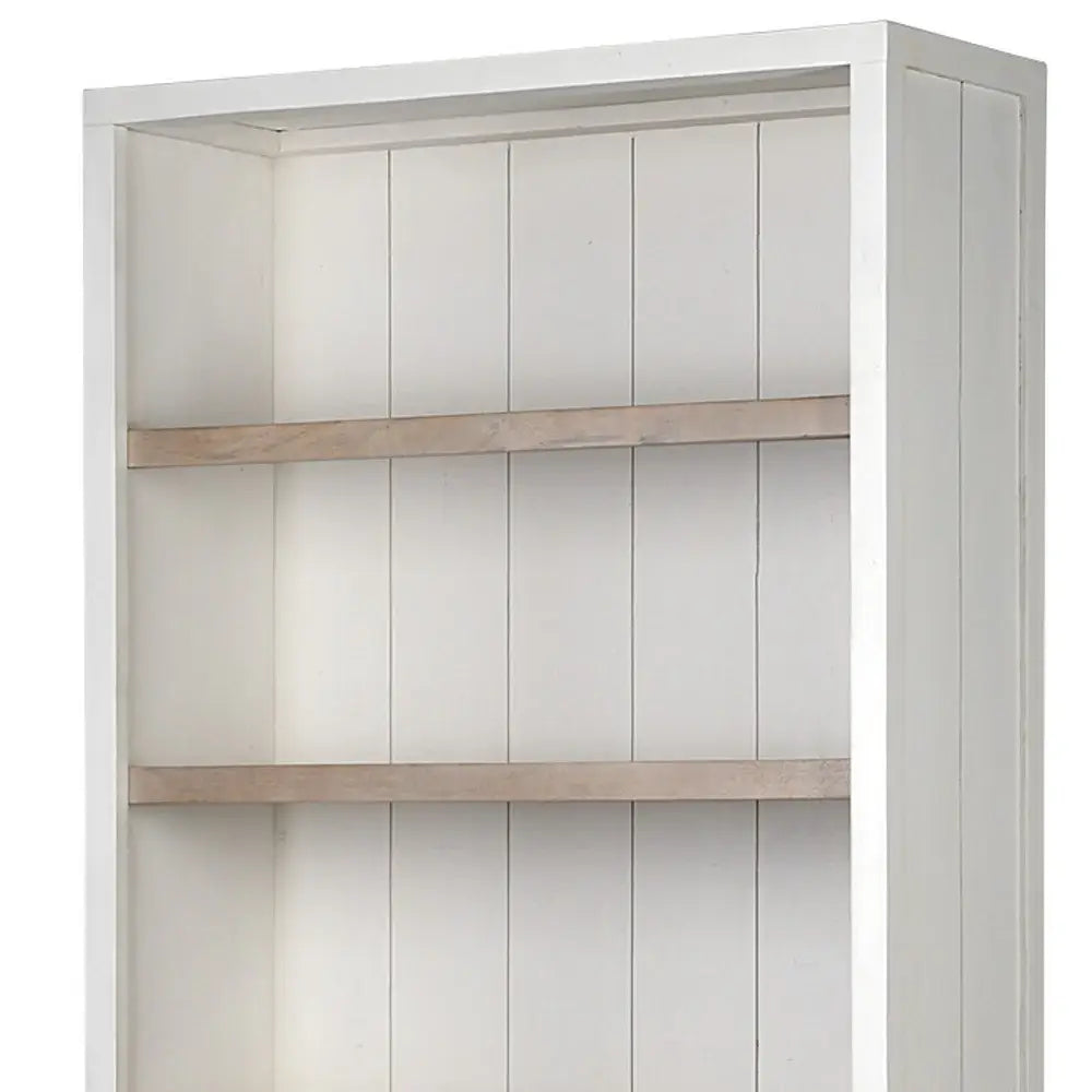 White And Medium Brown Wood Shelving Unit With 3 Shelves - Homeroots - Flyclothing LLC