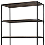 Light Brown Wood And Iron Shelving Unit With 3 Shelves - Homeroots - Flyclothing LLC