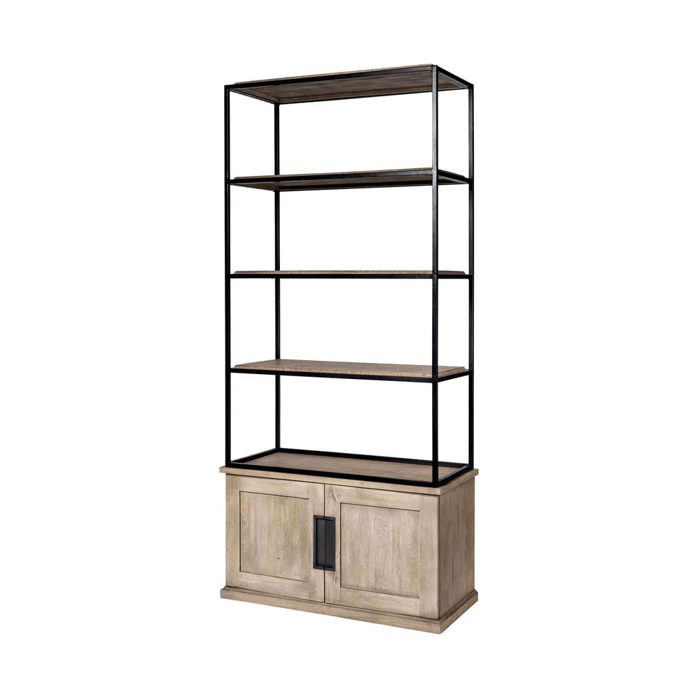 Light Brown Wood And Iron Shelving Unit With 3 Shelves - Homeroots - Flyclothing LLC