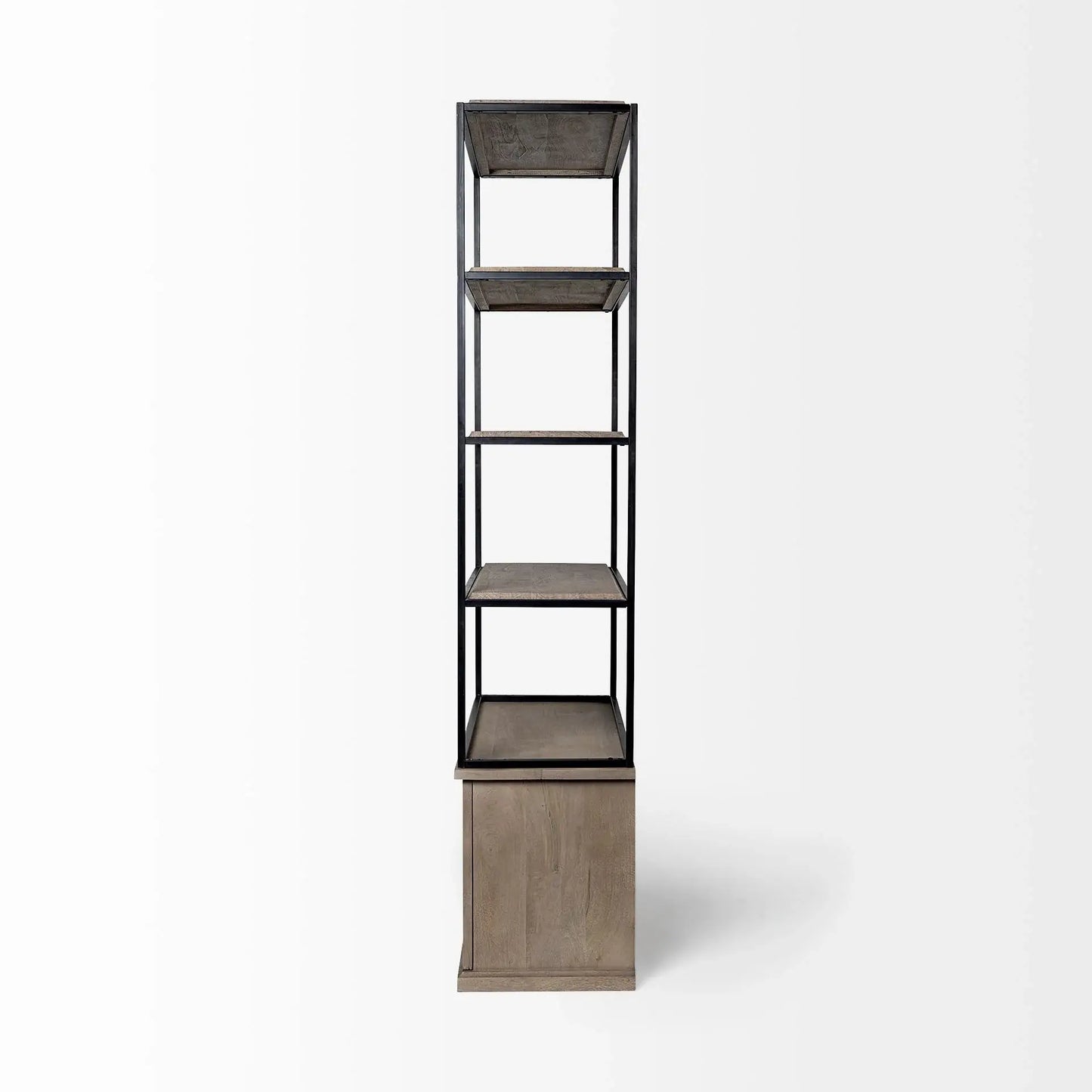 Light Brown Wood And Iron Shelving Unit With 3 Shelves - Homeroots - Flyclothing LLC
