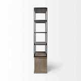 Light Brown Wood And Iron Shelving Unit With 3 Shelves - Homeroots - Flyclothing LLC