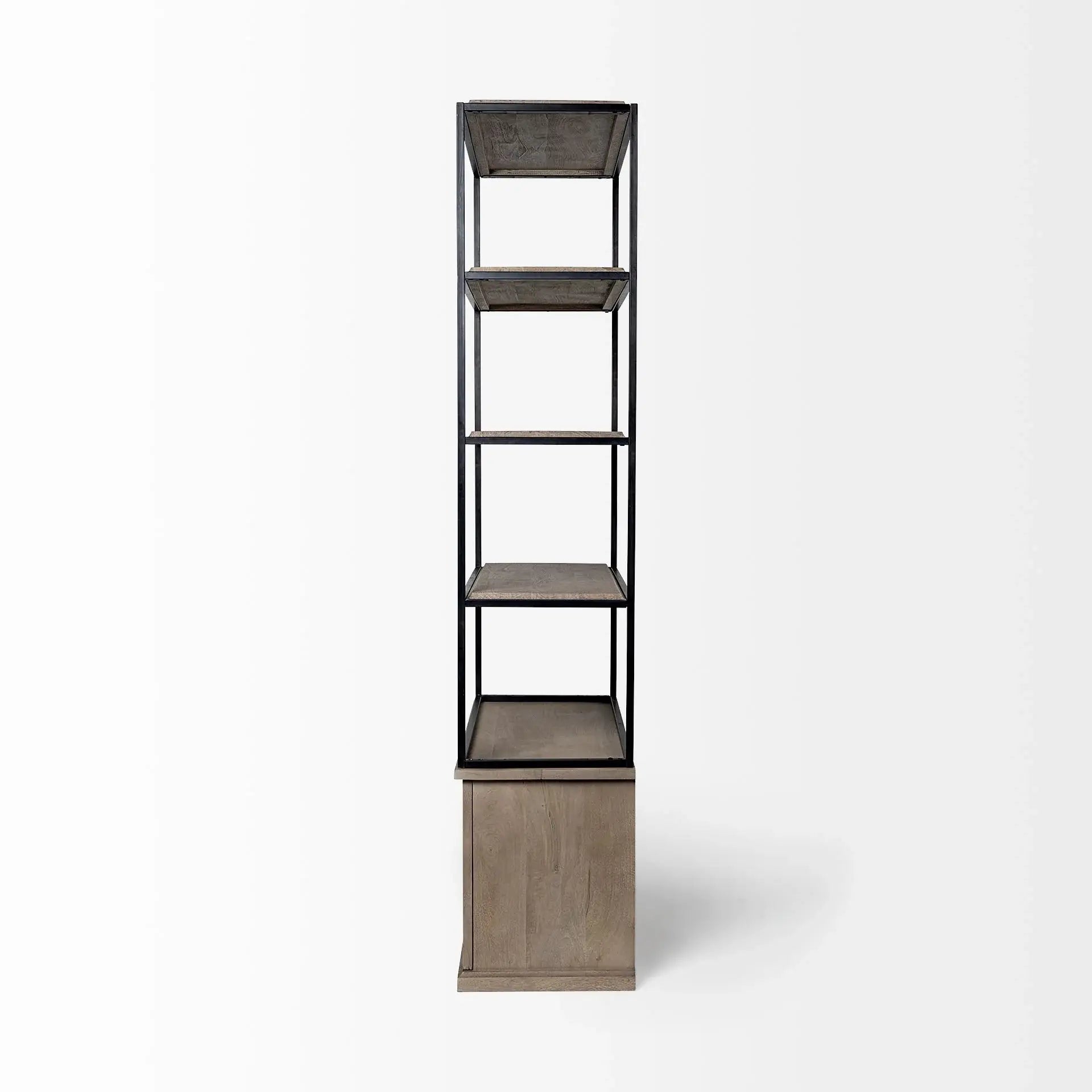 Light Brown Wood And Iron Shelving Unit With 3 Shelves - Homeroots - Flyclothing LLC