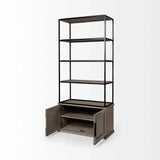 Light Brown Wood And Iron Shelving Unit With 3 Shelves - Homeroots - Flyclothing LLC