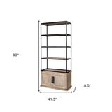 Light Brown Wood And Iron Shelving Unit With 3 Shelves - Homeroots - Flyclothing LLC