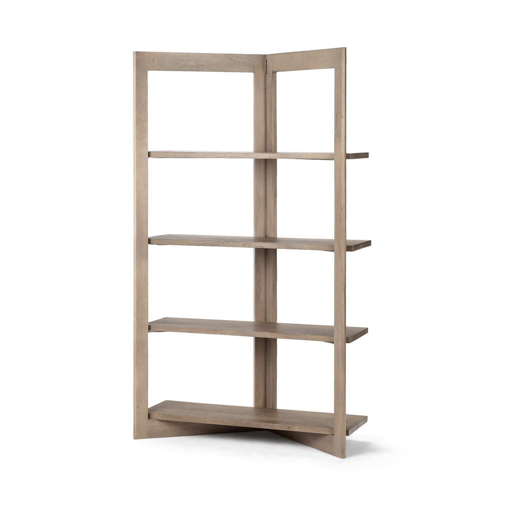 Light Brown Wood Shelving Unit With 4 Shelves - Homeroots - Flyclothing LLC