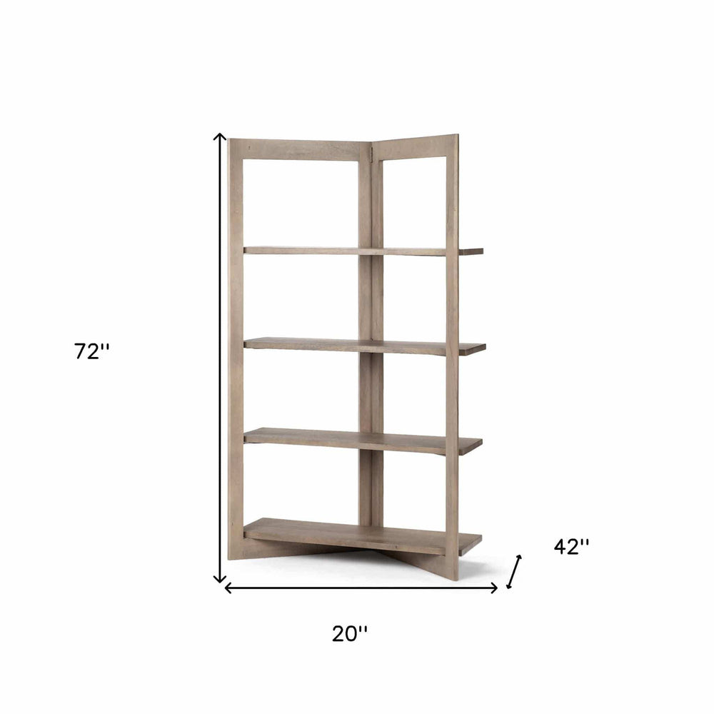 Light Brown Wood Shelving Unit With 4 Shelves - Homeroots - Flyclothing LLC