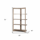 Light Brown Wood Shelving Unit With 4 Shelves - Homeroots - Flyclothing LLC