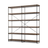 Medium Brown Wood And Iron Shelving Unit With 5 Tray Shelves - Homeroots