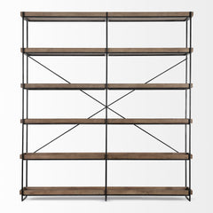 Medium Brown Wood And Iron Shelving Unit With 5 Tray Shelves - Homeroots
