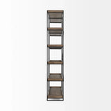 Medium Brown Wood And Iron Shelving Unit With 5 Tray Shelves - Homeroots - Flyclothing LLC