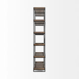 Medium Brown Wood And Iron Shelving Unit With 5 Tray Shelves - Homeroots