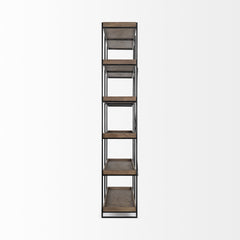 Medium Brown Wood And Iron Shelving Unit With 5 Tray Shelves - Homeroots