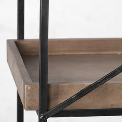 Medium Brown Wood And Iron Shelving Unit With 5 Tray Shelves - Homeroots