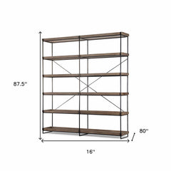 Medium Brown Wood And Iron Shelving Unit With 5 Tray Shelves - Homeroots