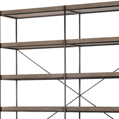 Medium Brown Wood And Iron Shelving Unit With 5 Tray Shelves - Homeroots