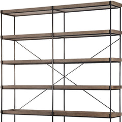 Medium Brown Wood And Iron Shelving Unit With 5 Tray Shelves - Homeroots