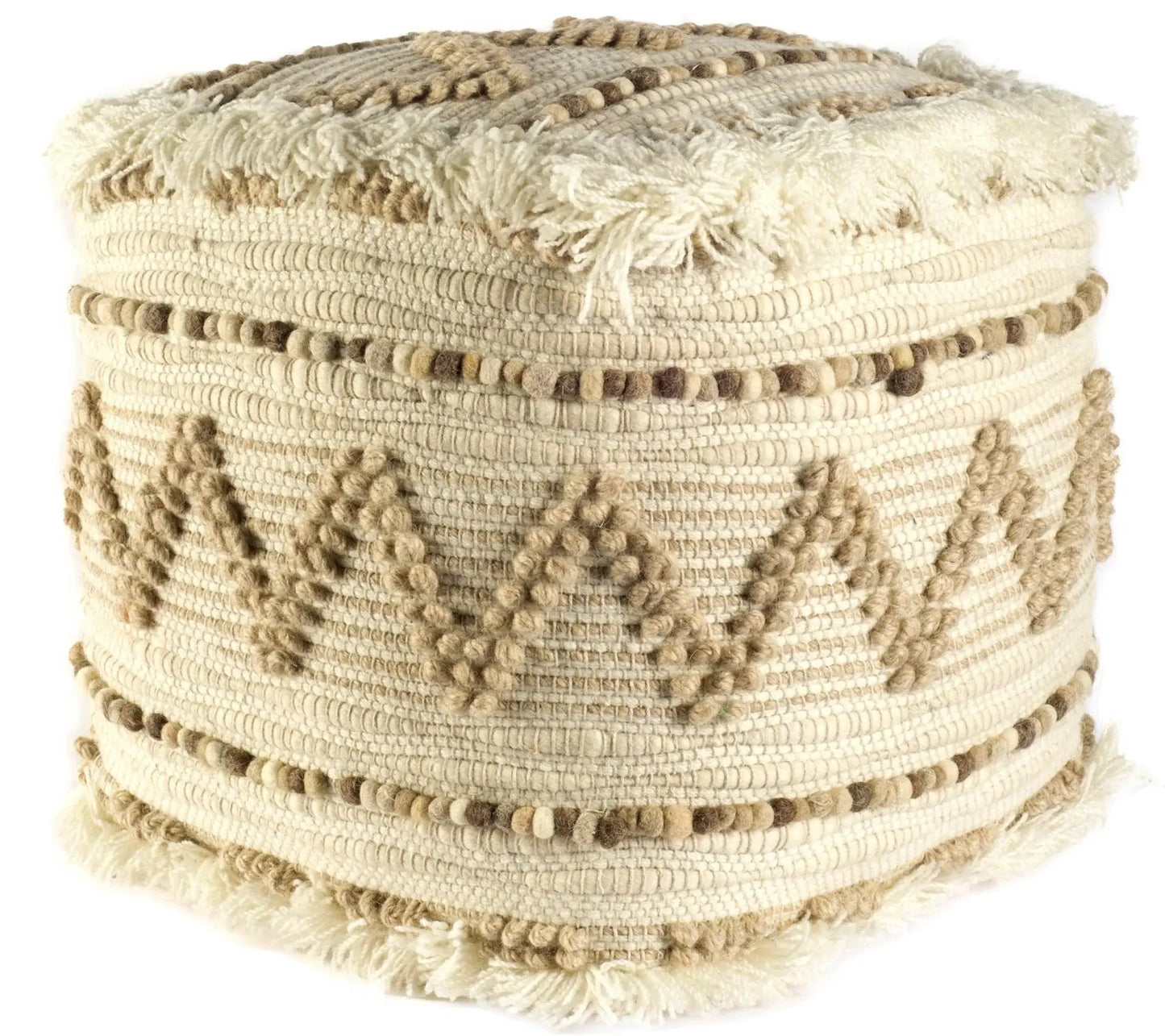 18" Beige Cotton Blend Ottoman - Homeroots - Flyclothing LLC