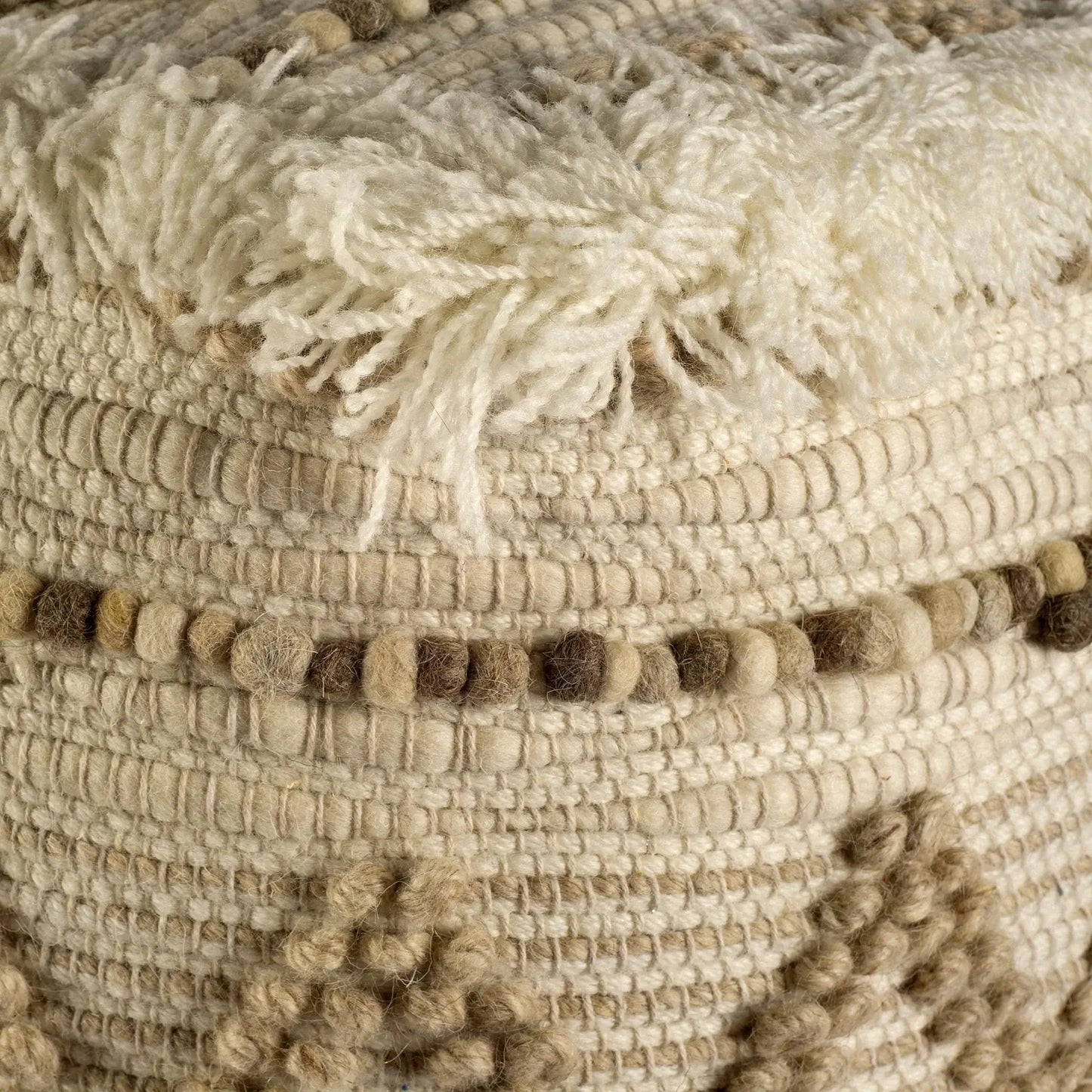 18" Beige Cotton Blend Ottoman - Homeroots - Flyclothing LLC