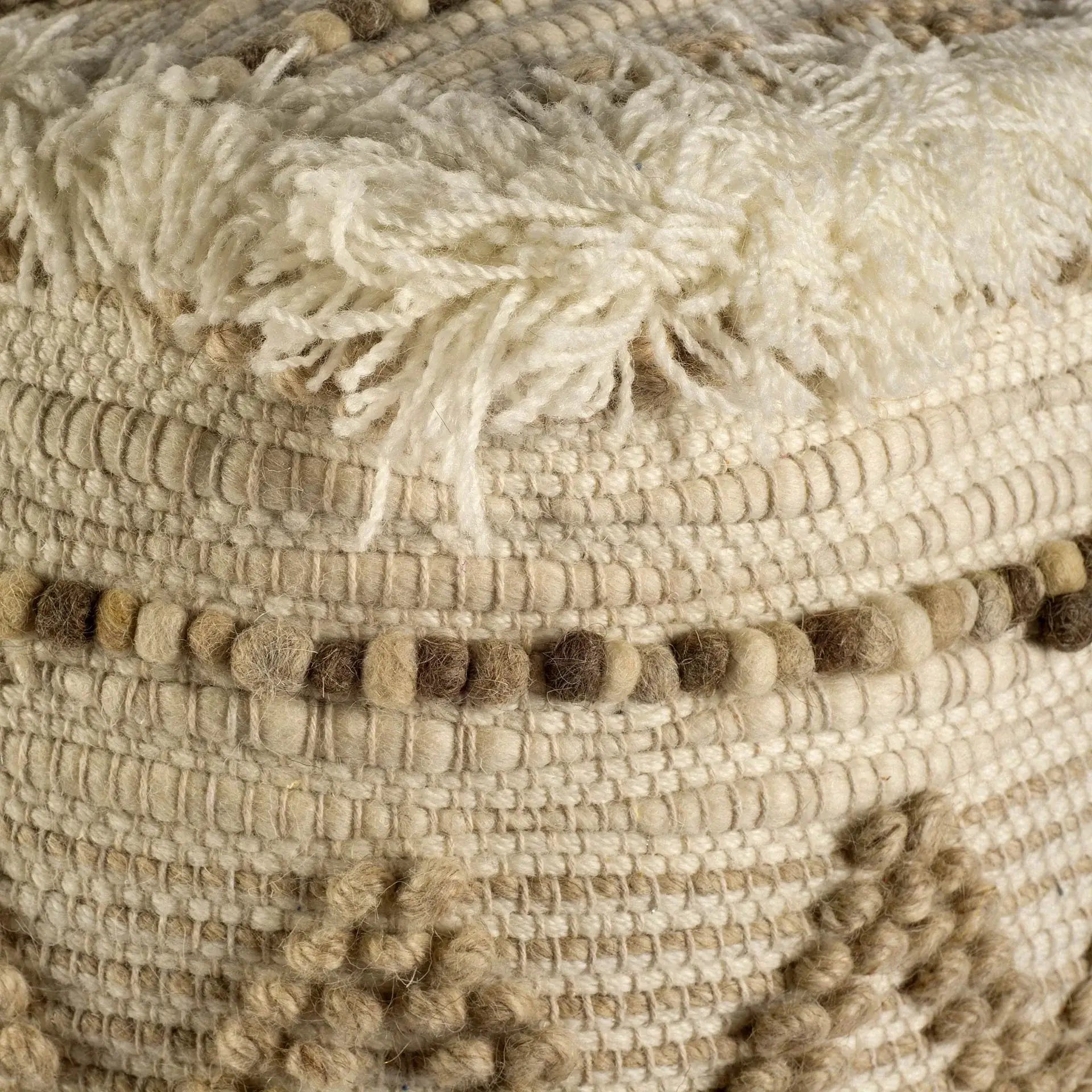 18" Beige Cotton Blend Ottoman - Homeroots - Flyclothing LLC