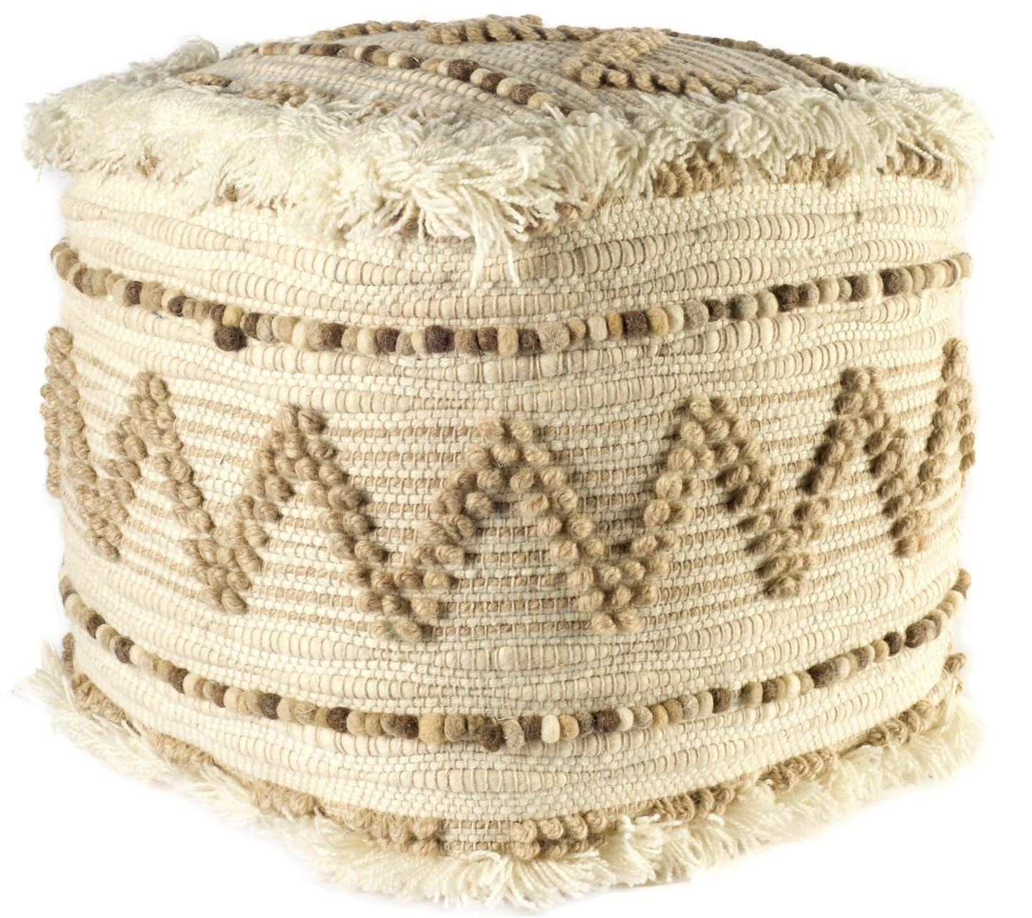 18" Beige Cotton Blend Ottoman - Homeroots - Flyclothing LLC