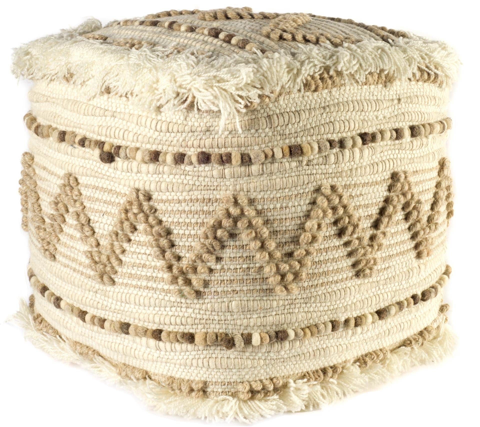 18" Beige Cotton Blend Ottoman - Homeroots - Flyclothing LLC
