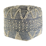 Blue Denim And Ivory Square Pouf With Cotton Stitched - Homeroots - Flyclothing LLC