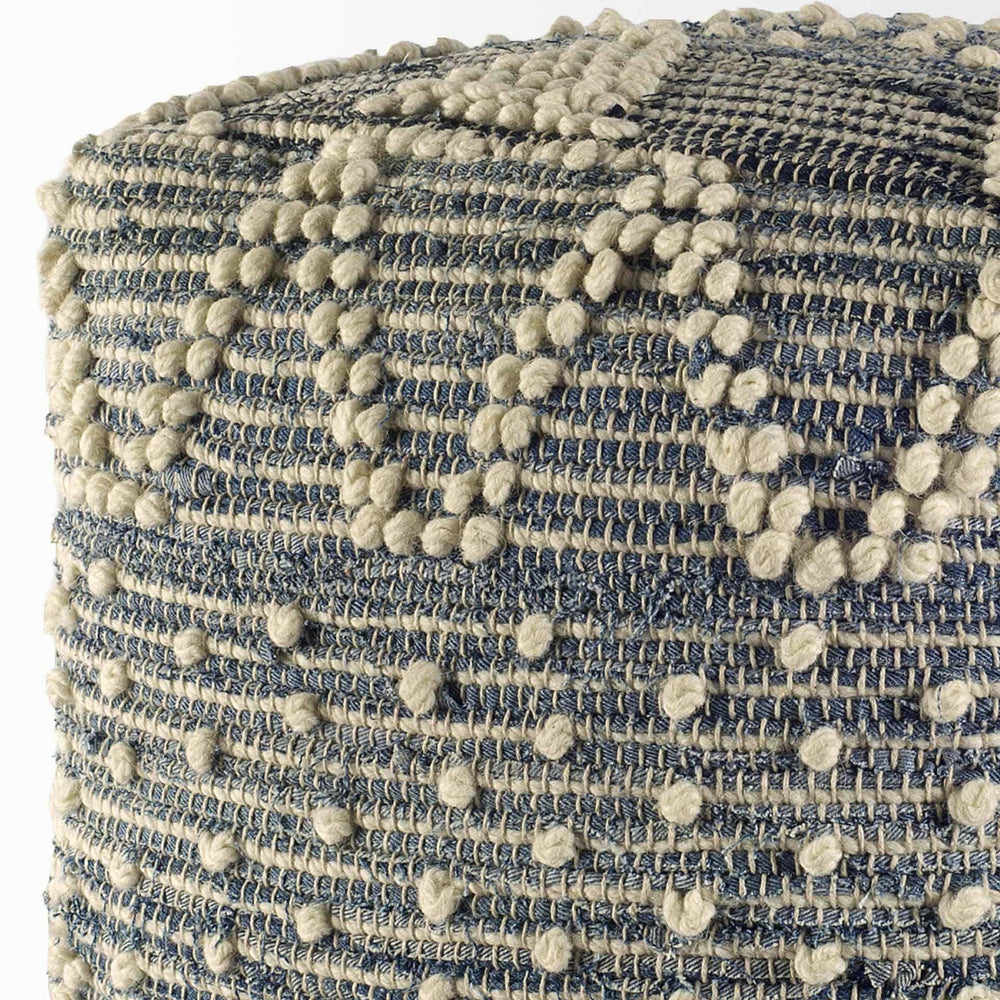 Blue Denim And Ivory Square Pouf With Cotton Stitched - Homeroots - Flyclothing LLC
