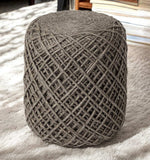 Brown Wool Cylindrical Pouf With Diamond Pattern - Homeroots - Flyclothing LLC