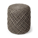 Brown Wool Cylindrical Pouf With Diamond Pattern - Homeroots - Flyclothing LLC