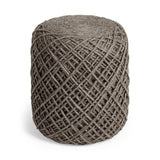 Brown Wool Cylindrical Pouf With Diamond Pattern - Homeroots - Flyclothing LLC