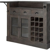 Gray Solid Wood Kitchen Island With Wine Bottle Storage - Homeroots - Flyclothing LLC
