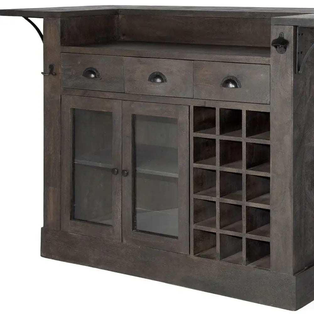 Gray Solid Wood Kitchen Island With Wine Bottle Storage - Homeroots - Flyclothing LLC