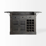 Gray Solid Wood Kitchen Island With Wine Bottle Storage - Homeroots