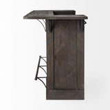 Gray Solid Wood Kitchen Island With Wine Bottle Storage - Homeroots