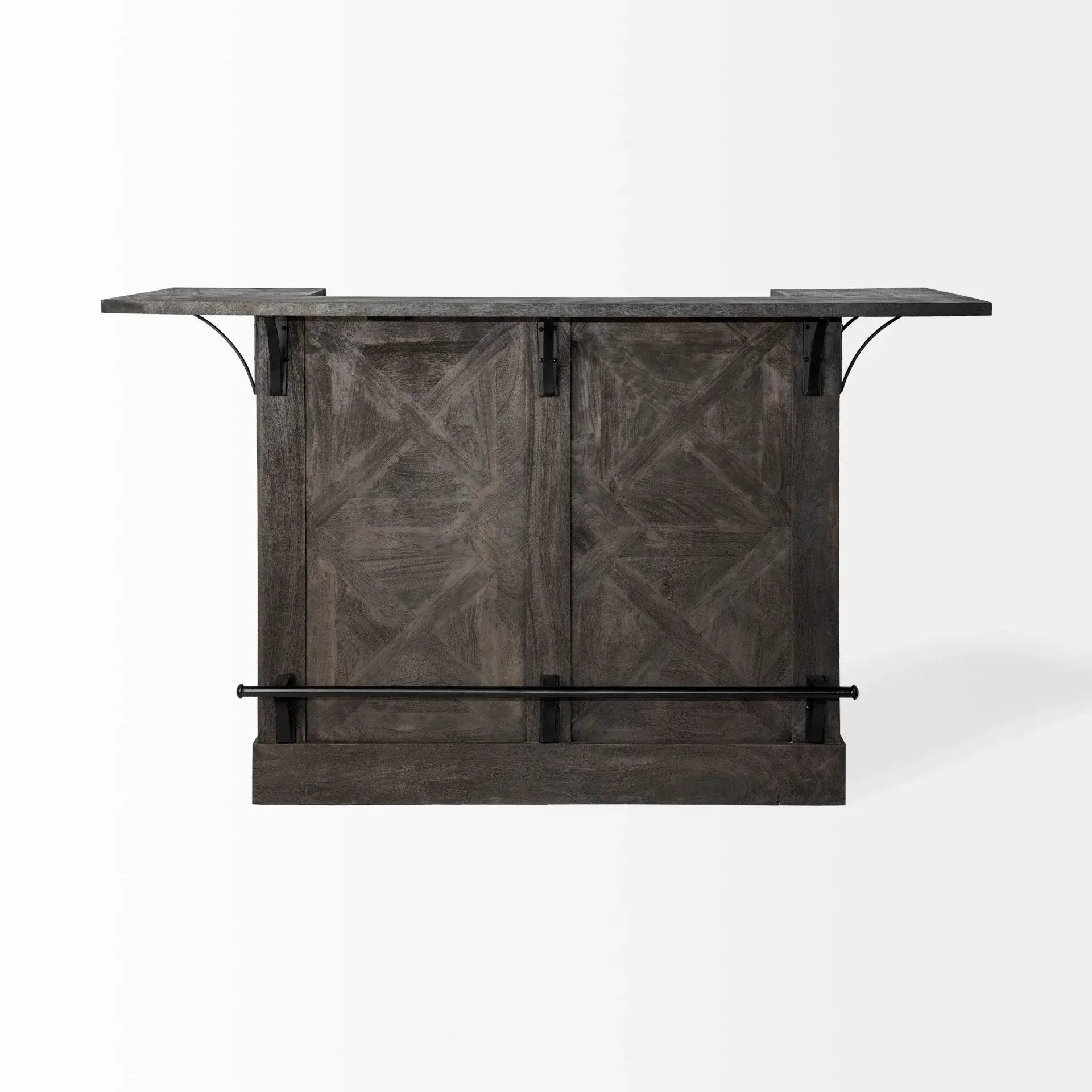 Gray Solid Wood Kitchen Island With Wine Bottle Storage - Homeroots - Flyclothing LLC