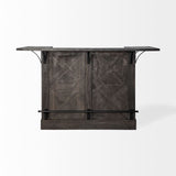 Gray Solid Wood Kitchen Island With Wine Bottle Storage - Homeroots