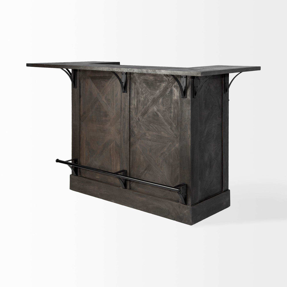 Gray Solid Wood Kitchen Island With Wine Bottle Storage - Homeroots - Flyclothing LLC