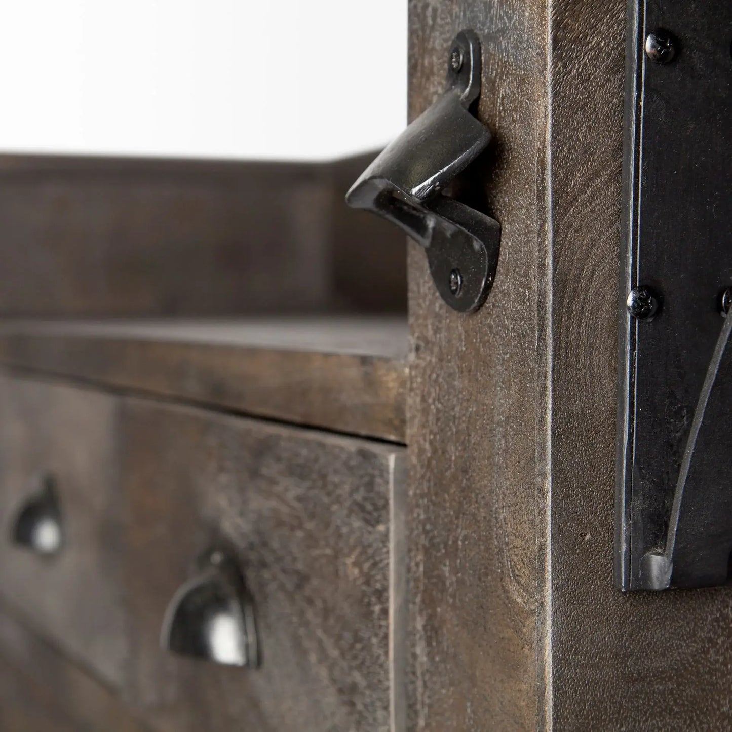 Gray Solid Wood Kitchen Island With Wine Bottle Storage - Homeroots - Flyclothing LLC