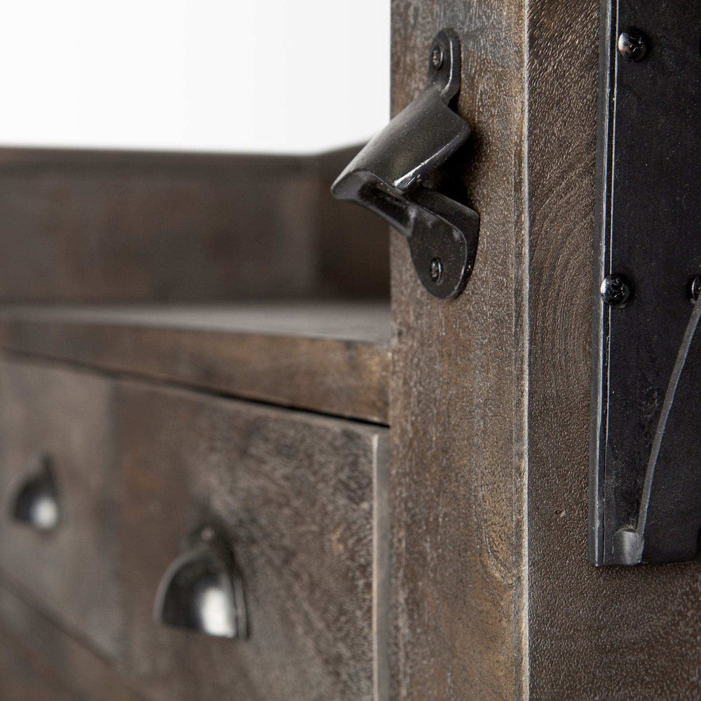 Gray Solid Wood Kitchen Island With Wine Bottle Storage - Homeroots - Flyclothing LLC