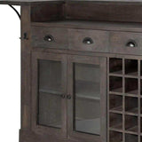 Gray Solid Wood Kitchen Island With Wine Bottle Storage - Homeroots - Flyclothing LLC